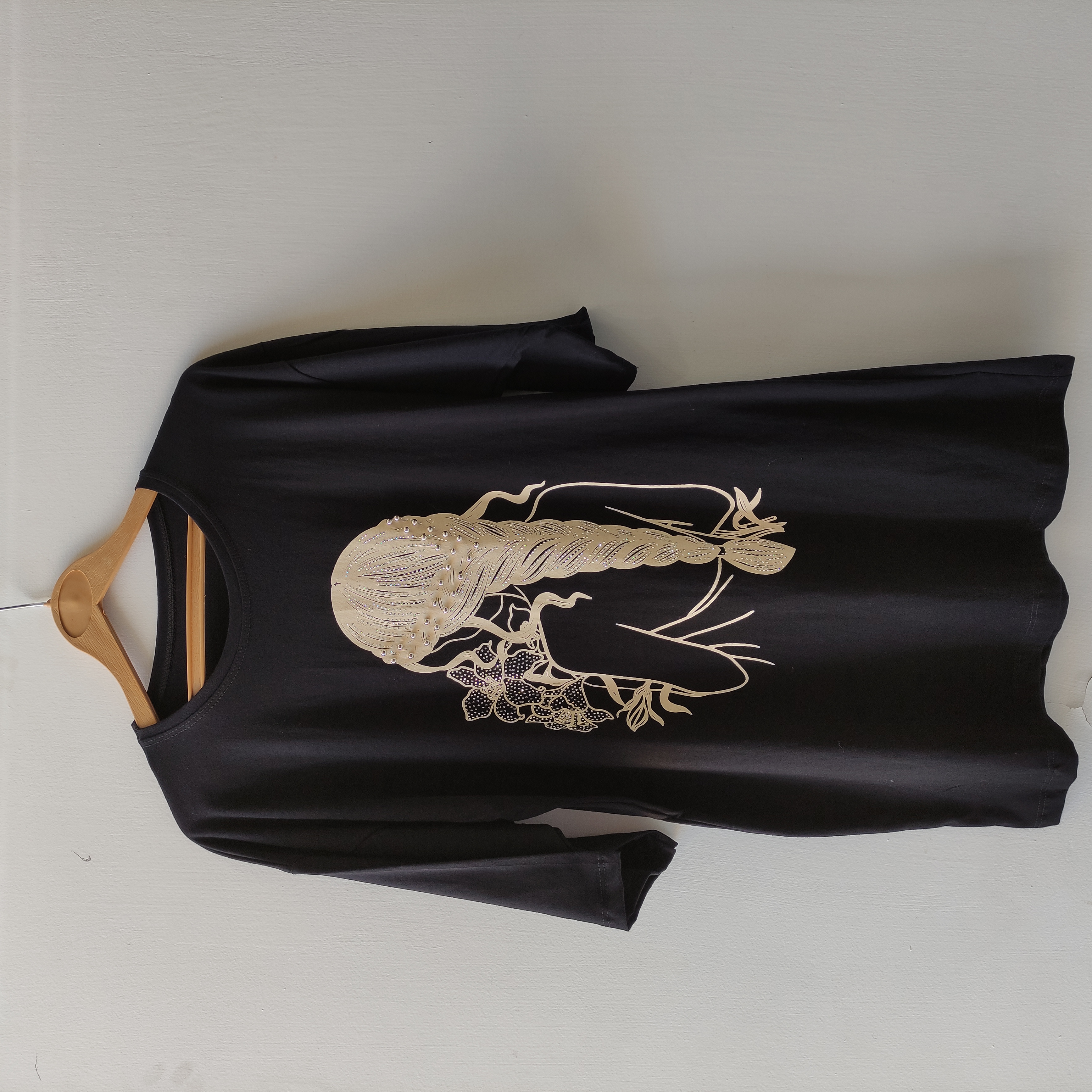 تیشرت نخ پنبه لانگ چاپ دار